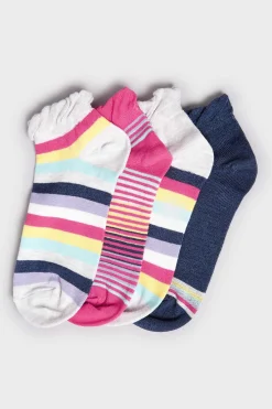 Yours Yours Curve 4 Pack White Stripe Trainer Socks