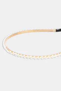 Yours Yours Gold & White Pearl Thin Headband