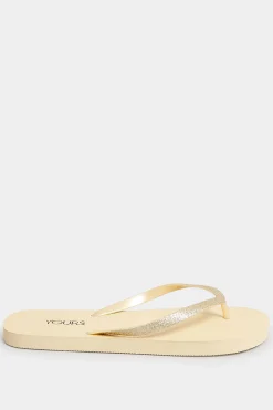 Yours Yours Gold Flip Flops In Extra Wide Eee Fit