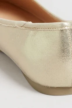 Yours Yours Gold Shimmer Ballet Pump In Wide E Fit & Extra Wide Eee Fit
