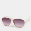 Yours Yours Gold Tone & White Aviator Sunglasses