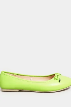 Yours Yours Green Ballerina Pumps In Wide E Fit & Extra Wide Eee Fit
