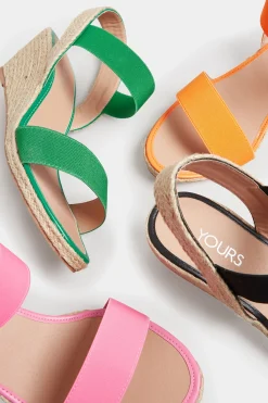 Yours Yours Green Espadrille Wedges In Wide E Fit & Extra Wide Eee Fit