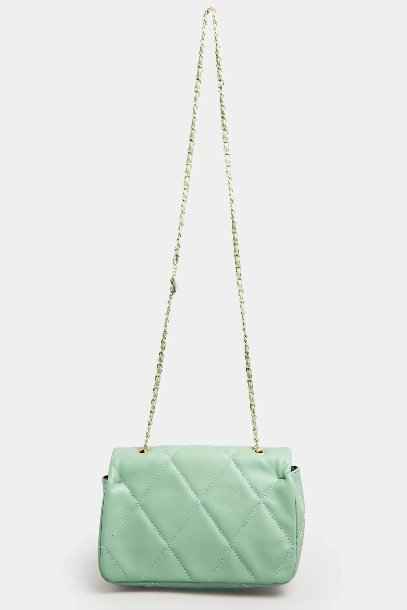 Yours Yours Green Studded Quilted Chain Bag