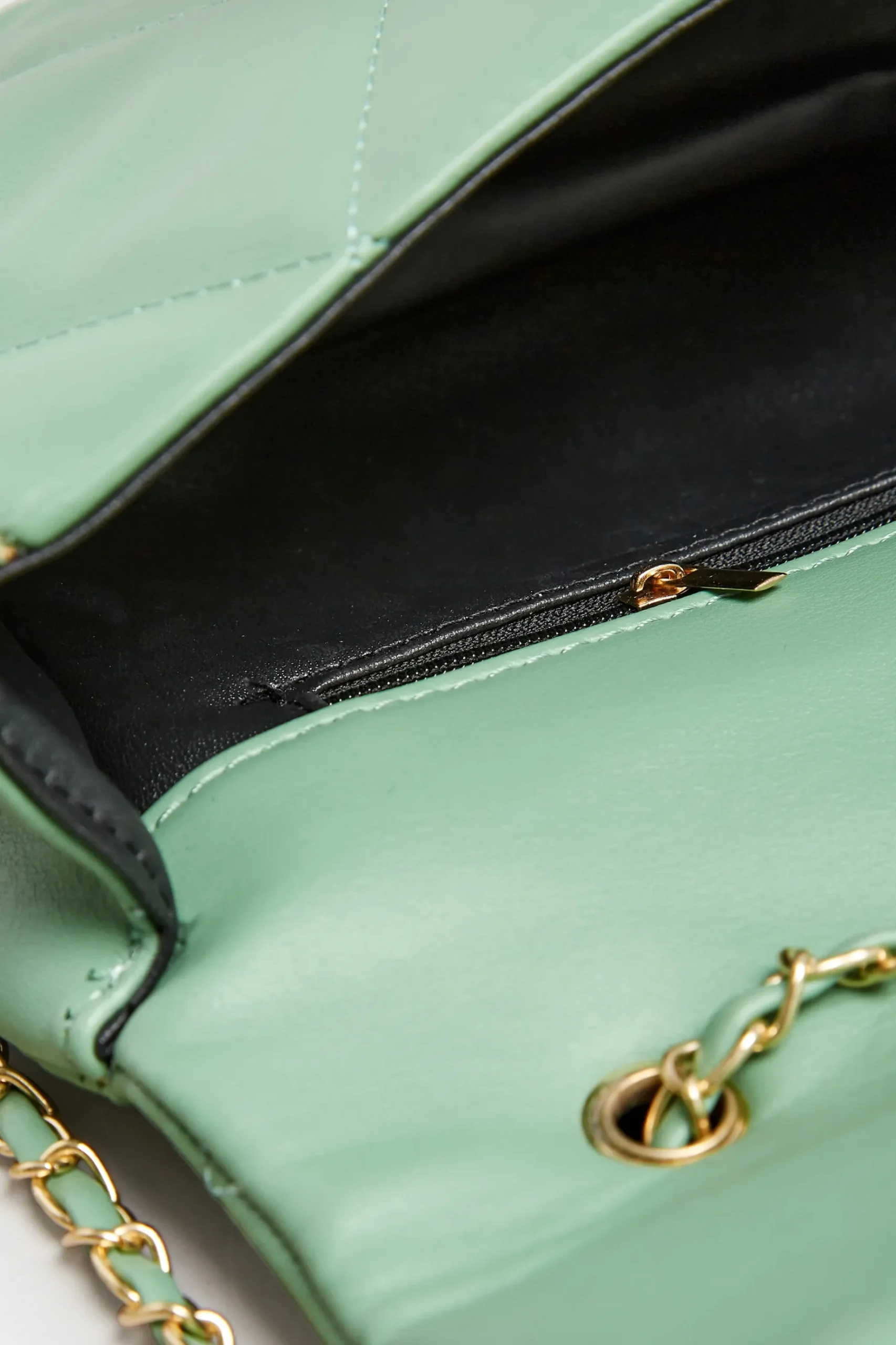 Yours Yours Green Studded Quilted Chain Bag