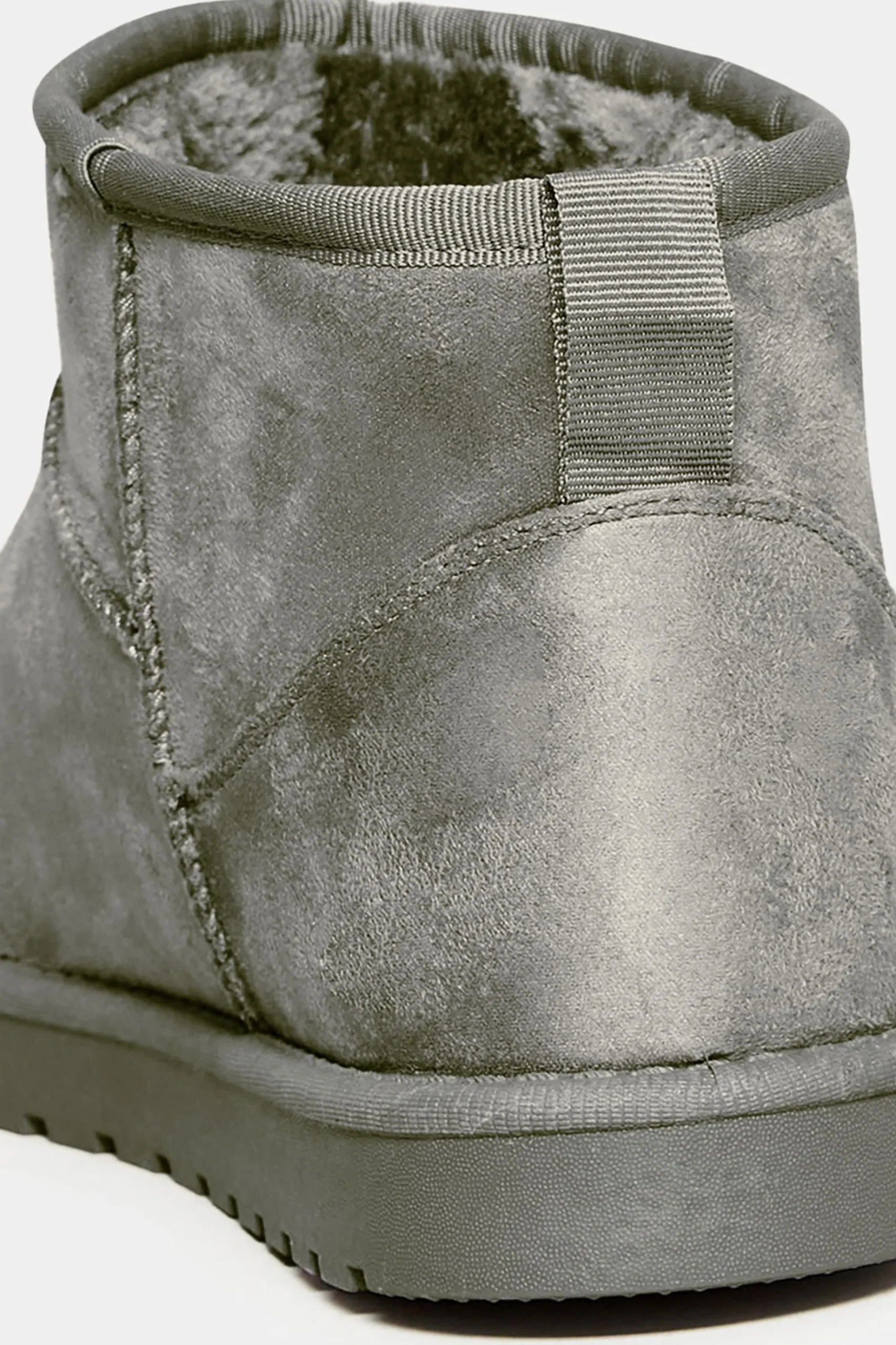 Yours Yours Grey Faux Suede Faux Fur Lined Ankle Boots In Wide E Fit & Extra Wide Eee Fit