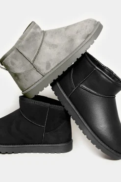 Yours Yours Grey Faux Suede Faux Fur Lined Ankle Boots In Wide E Fit & Extra Wide Eee Fit