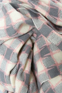 Yours Yours Grey Square Check Tassel Scarf