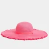 Yours Yours Hot Pink Frayed Edge Straw Hat