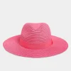 Yours Yours Hot Pink Straw Fedora Hat