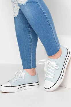 Yours Yours Light Blue Canvas Platform Sole Low Trainers In Wide E Fit