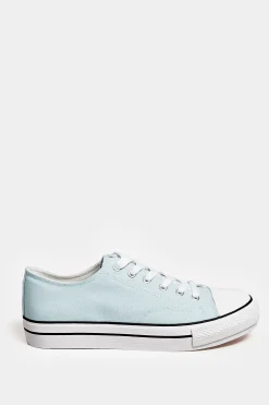 Yours Yours Light Blue Canvas Platform Sole Low Trainers In Wide E Fit