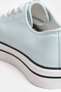 Yours Yours Light Blue Canvas Platform Sole Low Trainers In Wide E Fit
