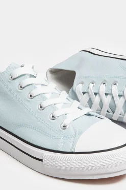 Yours Yours Light Blue Canvas Platform Sole Low Trainers In Wide E Fit