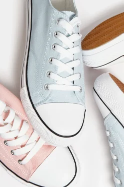 Yours Yours Light Blue Canvas Platform Sole Low Trainers In Wide E Fit
