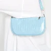 Yours Yours Light Blue Faux Croc Shoulder Bag