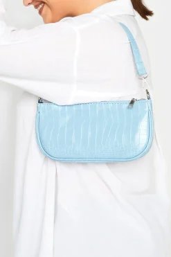 Yours Yours Light Blue Faux Croc Shoulder Bag