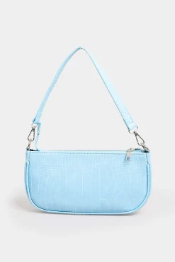 Yours Yours Light Blue Faux Croc Shoulder Bag