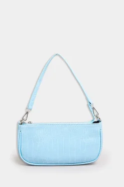 Yours Yours Light Blue Faux Croc Shoulder Bag