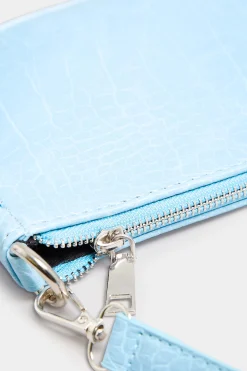 Yours Yours Light Blue Faux Croc Shoulder Bag