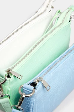 Yours Yours Light Blue Faux Croc Shoulder Bag