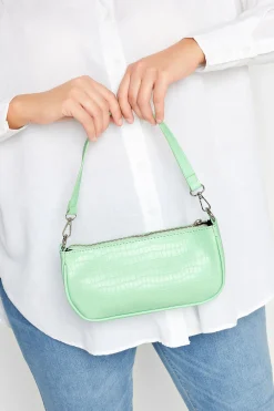 Yours Yours Light Green Faux Croc Shoulder Bag