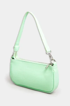 Yours Yours Light Green Faux Croc Shoulder Bag