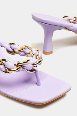 Yours Yours Lilac Purple Square Toe Post Chain Mules In Standard Fit