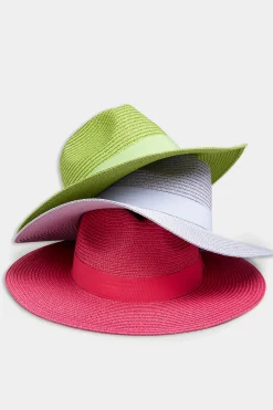 Yours Yours Lime Green Straw Fedora Hat