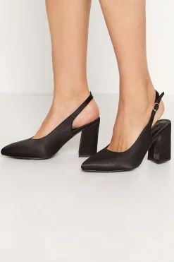 Yours Yours Limited Collection Black Pointed Block Heel Court Shoes In Wide E Fit & Extra Wide Eee Fit