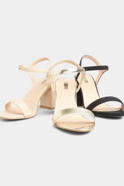 Yours Yours Limited Collection Gold Block Heeled Sandal In Wide E Fit & Extra Wide Eee Fit