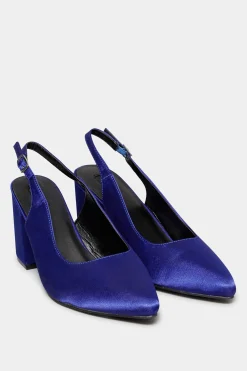 Yours Yours Limited Collection Cobalt Blue Pointed Block Heel Court Shoes In Wide E Fit & Extra Wide Eee Fit