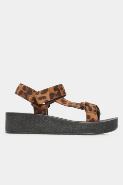 Yours Yours Limited Collection Black Leopard Print Sporty Platform Sandals In Extra Wide Eee Fit