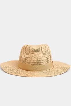 Yours Yours Natural Brown Straw Fedora Hat