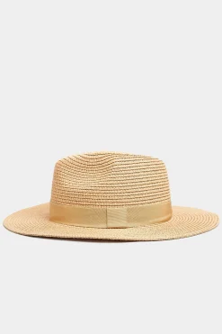 Yours Yours Natural Brown Straw Fedora Hat