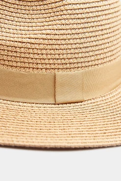 Yours Yours Natural Brown Straw Fedora Hat