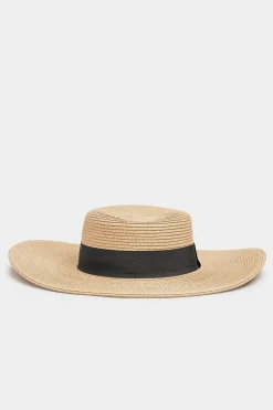 Yours Yours Natural Brown Straw Wide Brim Boater Hat