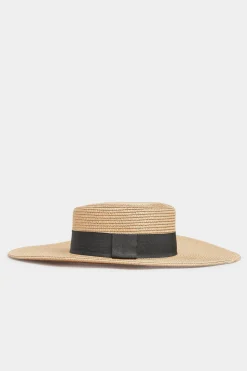 Yours Yours Natural Brown Straw Wide Brim Boater Hat
