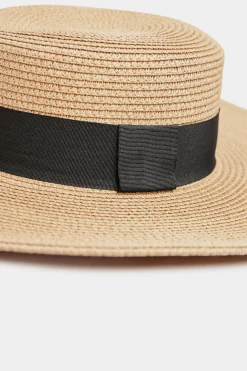 Yours Yours Natural Brown Straw Wide Brim Boater Hat