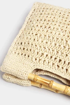 Yours Yours Natural Brown Crochet Bamboo Bag