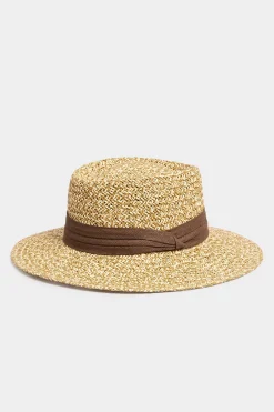 Yours Yours Natural Brown Straw Boater Hat