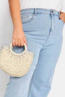 Yours Yours Natural Brown Circle Handle Straw Bag