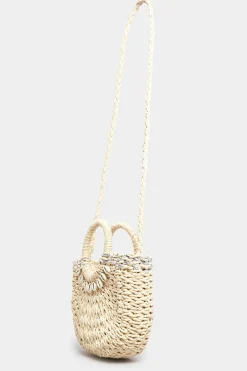 Yours Yours Natural Brown Circle Handle Straw Bag