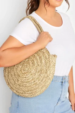 Yours Yours Natural Brown Round Straw Shoulder Bag