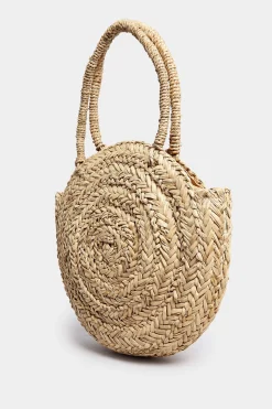 Yours Yours Natural Brown Round Straw Shoulder Bag