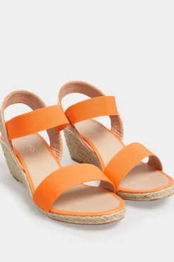 Yours Yours Orange Espadrille Wedges In Wide E Fit & Extra Wide Eee Fit