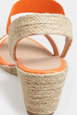 Yours Yours Orange Espadrille Wedges In Wide E Fit & Extra Wide Eee Fit