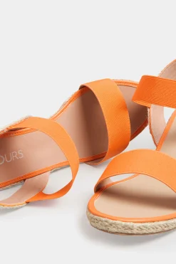Yours Yours Orange Espadrille Wedges In Wide E Fit & Extra Wide Eee Fit