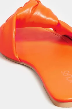 Yours Yours Orange Knot Mule Sandals In Extra Wide Eee Fit