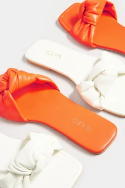 Yours Yours Orange Knot Mule Sandals In Extra Wide Eee Fit